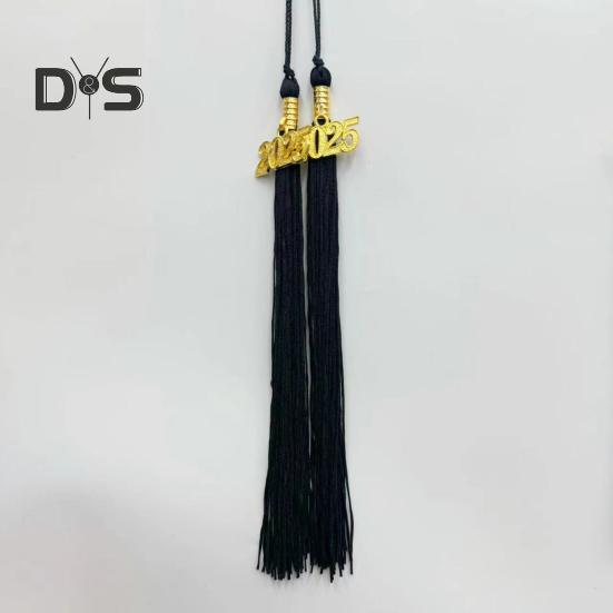 Graduation Hat Tassel with 2025 Date Charm Solid Color 40cm Length Cap Hornor Tassel for Master Bachelor School Graduation Season