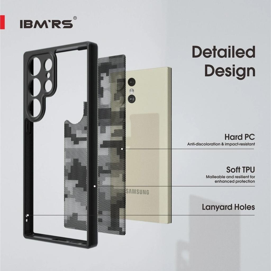 (Comes with wrist strap)IBMRS for Samsung Galaxy S23 Ultra Case, [Military Design]  Camouflage Hard Back Soft edgesTransparent Airbags Phone Case