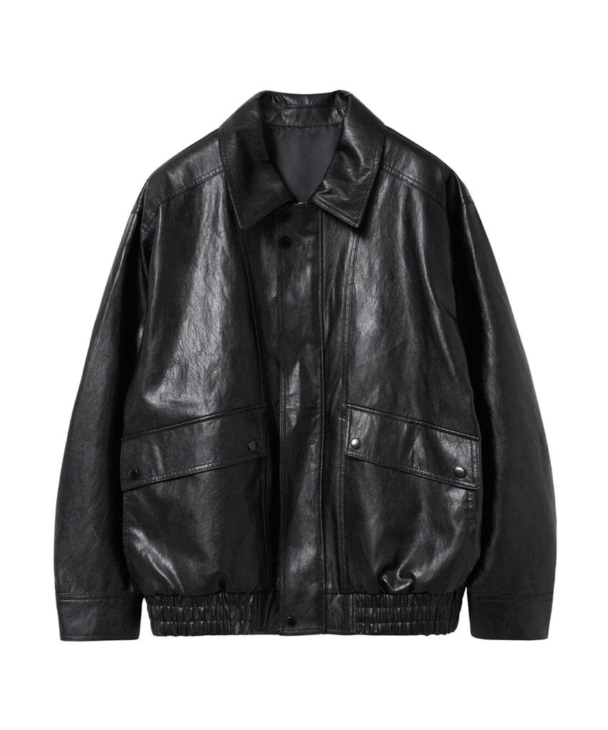 Parakeet Oversized Four Leather Blouson (Black)