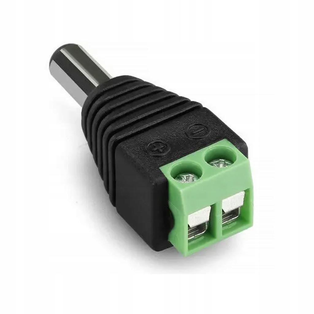 Rosfix Mufă CCTV 5,5mm / 2,1mm Masculin – Conector Masculin cu Șurub | Tensiune până la 30V DC | Curent Maxim 2A