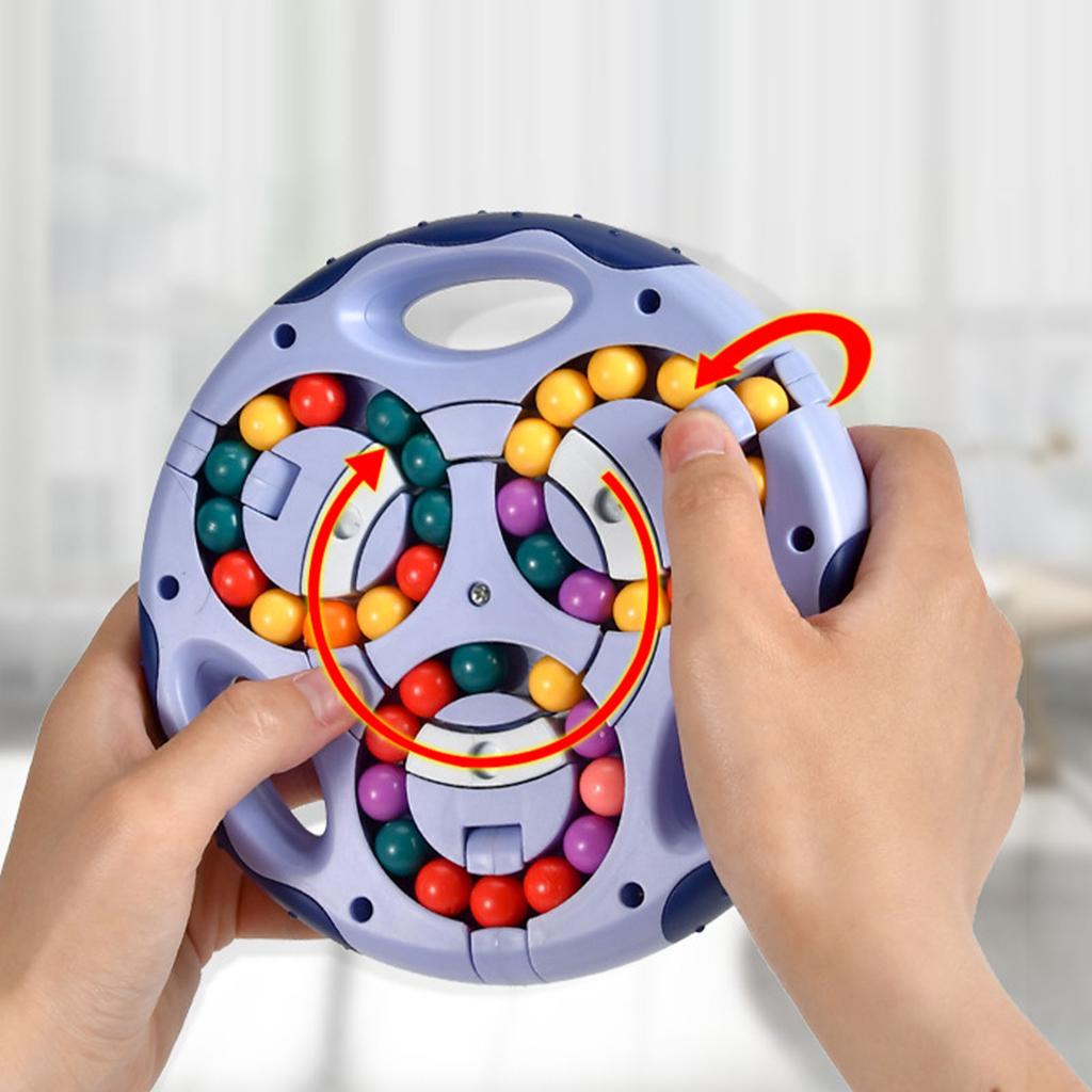 Finger Rotating Beans Double Sided Thinking Exercise Puzzle Decompression Rotating Beans Toy Blue
