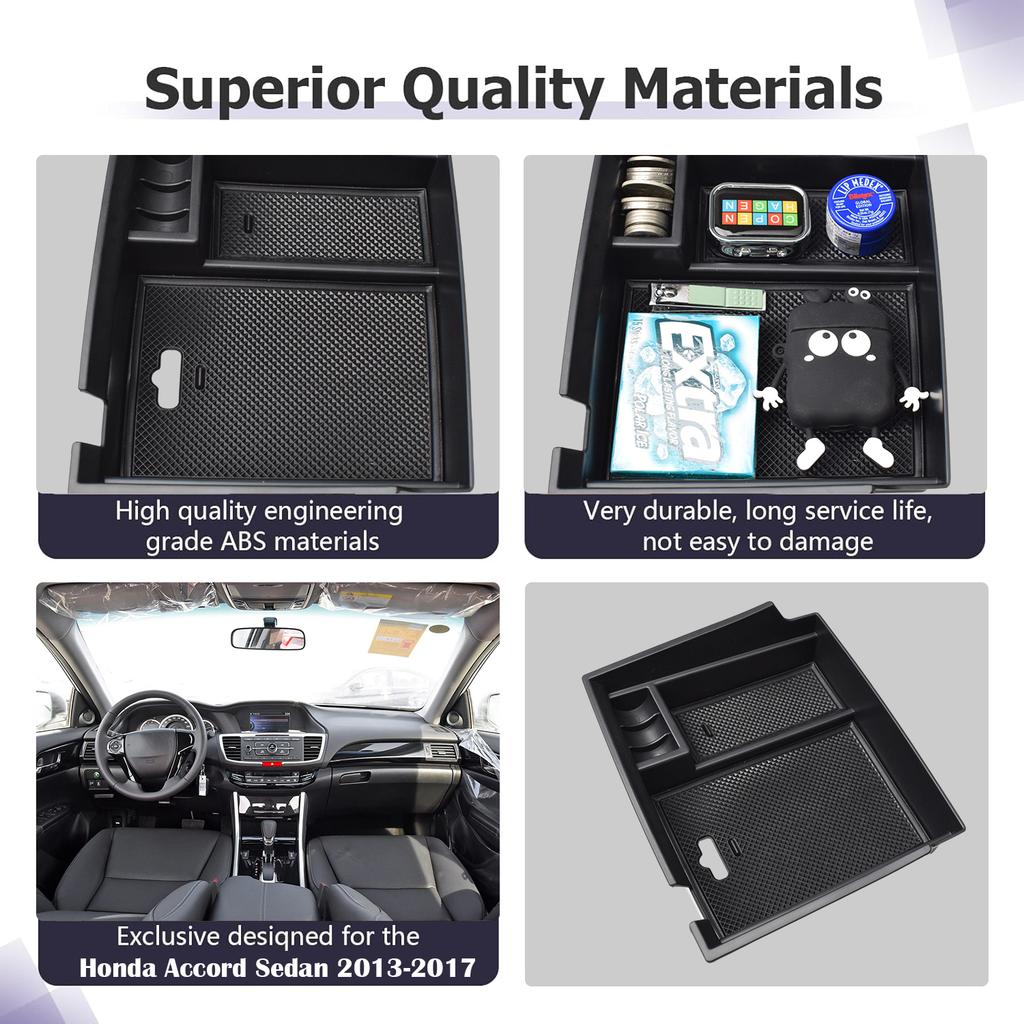 For Honda Accord Sedan 2013 2014 2015 2016 2017 Center Console Organizer Secondary Armrest Storage Box ABS Accessories Car Tray