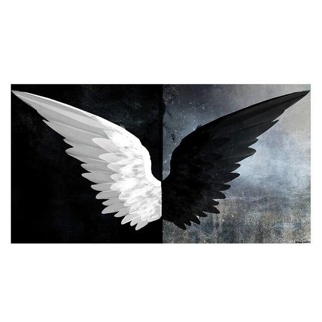 Modern Black White Angel Wings Canvas Paintings Posters and Prints Wall Art Abstract Pictures for Living Room Home Decor No Frame