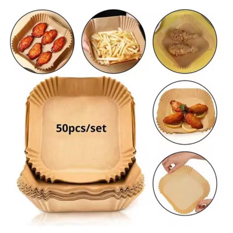 

50 шт./компл. одноразовая бумага для фритюрницы, пергамент, древесная масса, пароварка, чизкейк, аксессуары для фритюрницы, бумага для выпечки для фритюрницы 16cm * 4.5 primary color [50 sheets]