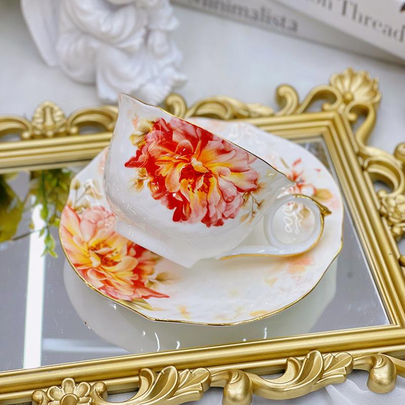 Bone Porcelain Coffee Cup and Dish Set, Household European Small Luxury British Afternoon Tea Set, Coffee Set