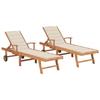 Day and Night - Day and Night Loungers 2 Units Solid Teak Wood with Cream Cushion