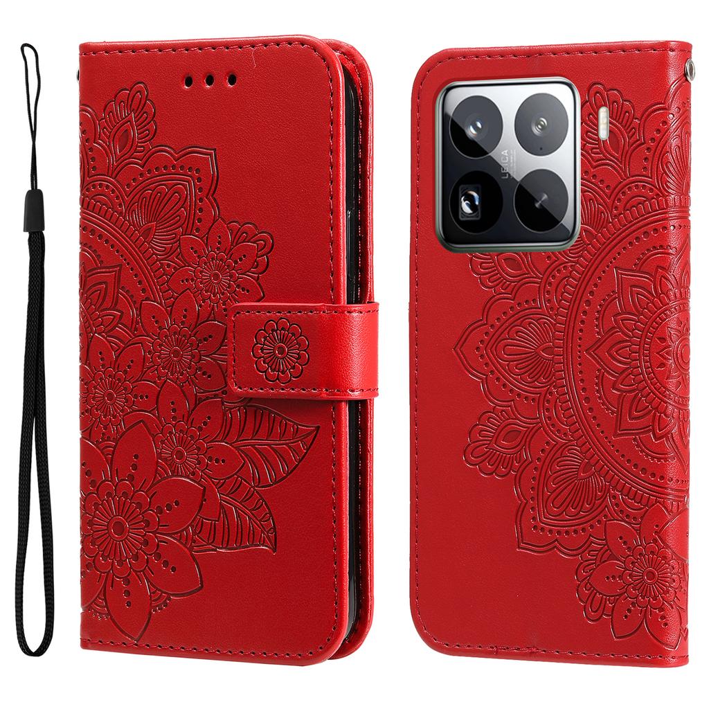Für Xiaomi 15 Pro Hülle Blumenmuster PU Leder Brieftasche Ständer Handyhülle