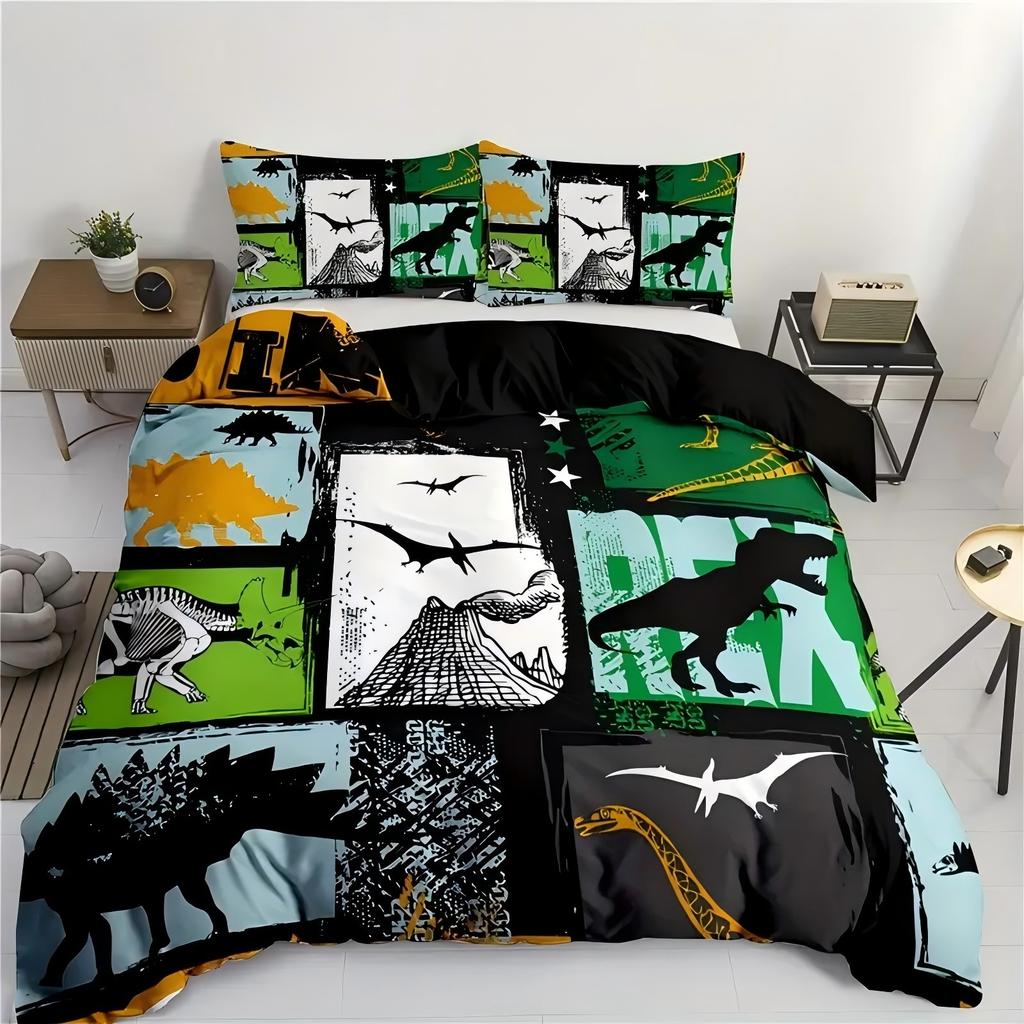 Volcano dinosaur pattern 3D Printed Duvet Cover Soft Comfortable Polyester Bedding Set Primitive animal style Quilt Cover set