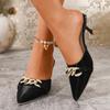 Women's Summer Stiletto Closed-Toe Slip-On Mule Sandals, High-Heel European Style, Available In Large Sizes.
