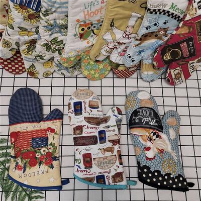 1Pc 18x33cm Thicken Cotton Printed Large Oven Mitts Baking Glove Pad Microwave Insulation Kitchen Tool Party Gift