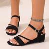 Plus Size 2025 Summer Open Toe Women's Sandals Outdoor Buckle Strap Wedges Round Toe Sandals Dress & Career Shoes Zapatos Mujer