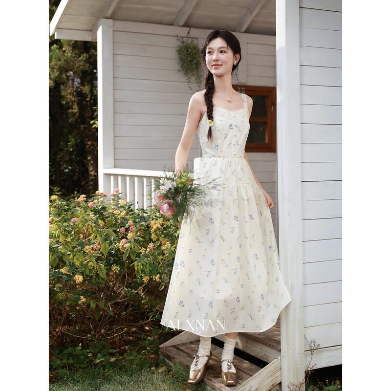 French Style Floral Camisole Maxi Dress