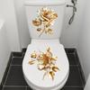 Çiçek Desenli Tuvalet Çıkartmaları Banyo Dekorasyon Çıkartmaları Dekor Kendinden Yapışkanlı Duvar Kağıdı Çıkarılabilir PVC Su Geçirmez Çıkartma