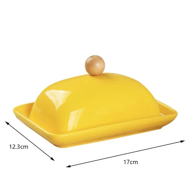 Ceramic Butter Dish with Lid Western Cheese Butter Box with Stainless Steel Butter Knife Restaurant Decorative Kitchen Supplies