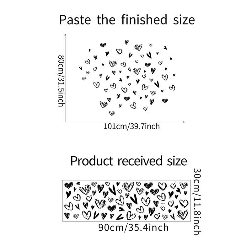 1pc Black Heart Wall Decals - Self-Adhesive Vinyl Heart-Shaped Stickers for Romantic Home Decor for Bedroom, Living Room, or Valentine's Day Wall Art