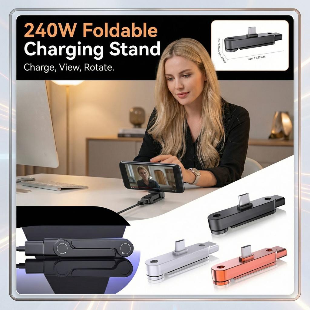 240W faltbarer Handy-Ladeständer - Kompakte tragbare High-Speed-Ladestation, Ultra-Schnell für Laptops, Tablets & Handys