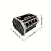 Engine Block Desk Organizer - Black Resin Business Card & Pen Holder, Perfect Gift for Car Enthusiasts and Mechanics decor