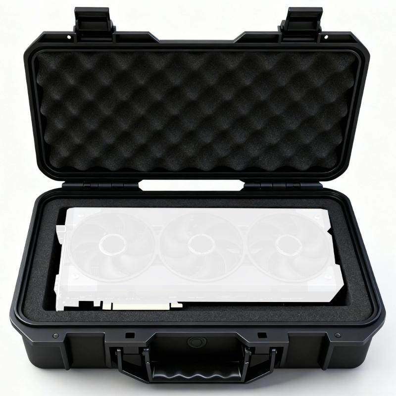 

Portable Black ABS Graphics Card Holder Box With Anti Impact Design for Up To 38x17x9cm 33x15x8cm Video Cards Medium