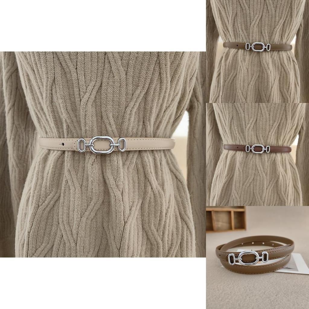 Elegant Leather Slim Belt For Women With Metal Closure For Office Attire