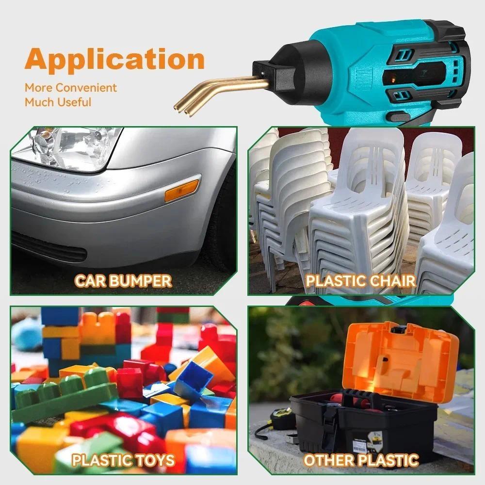 Noul pistol de sudură din plastic cu încălzire rapidă de 500 ℃, reîncărcabil, eficient, kit de reparare a fisurilor pentru bara de protecție a mașinii, mașină de sudat fisuri din plastic