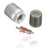4 piezas TPMS Arandela de reparación de sensor de presión de neumáticos Tuerca Tapas de válvula Kit de servicio Aluminio Plateado para Toyota Gadget Accesorios para coche
