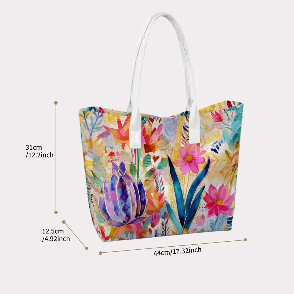 Colorful Floral Printed Shoulder Tote Bag Casual Daily Use Handbag