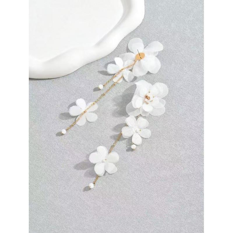 Drop Earrings Petal With Tassel Chain For Summer Outfits And Accessories Trendy