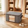 Large Capacity Storage Bag with Transparent Window Rectangular Organizer for Clothes and Quilt 60x40x30cm Fabric Zipper Closure Handle