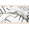Damen Frühlings Weiß Schwarz Geometrischer Druck Hemd Revers Langarm Satin Arbeits Oberteil