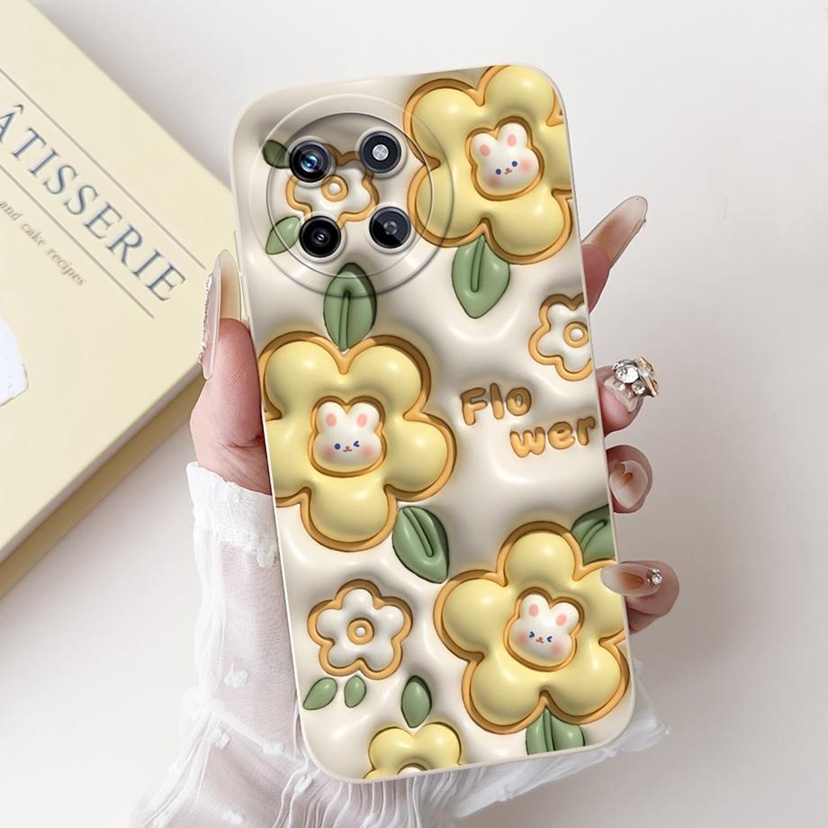 Flower Girly Fashion Phone Case For Realme 11 4G / Realme RMX3636 6.4" Back Cover Butterfly Love Heart Bumper Fundas Matte Capa