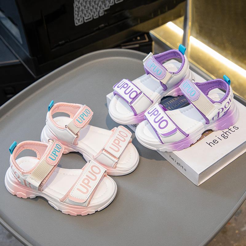 New soft soled sports beach shoes for girls, summer mid to large children's trendy pink princess children's shoes kids sandals