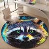 1pc Raccoon Art Office Round Area Rug, Mat Suitable ForOffice, Under Office Chairs Bedroom Living Room Home Decor, Room Deco