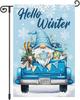Louise Maelys Hello Winter Garden Ag Gnome Truck 12x18 Inch Double Sided Snowake Welcome Christmas Xmas Tree Holiday Sea