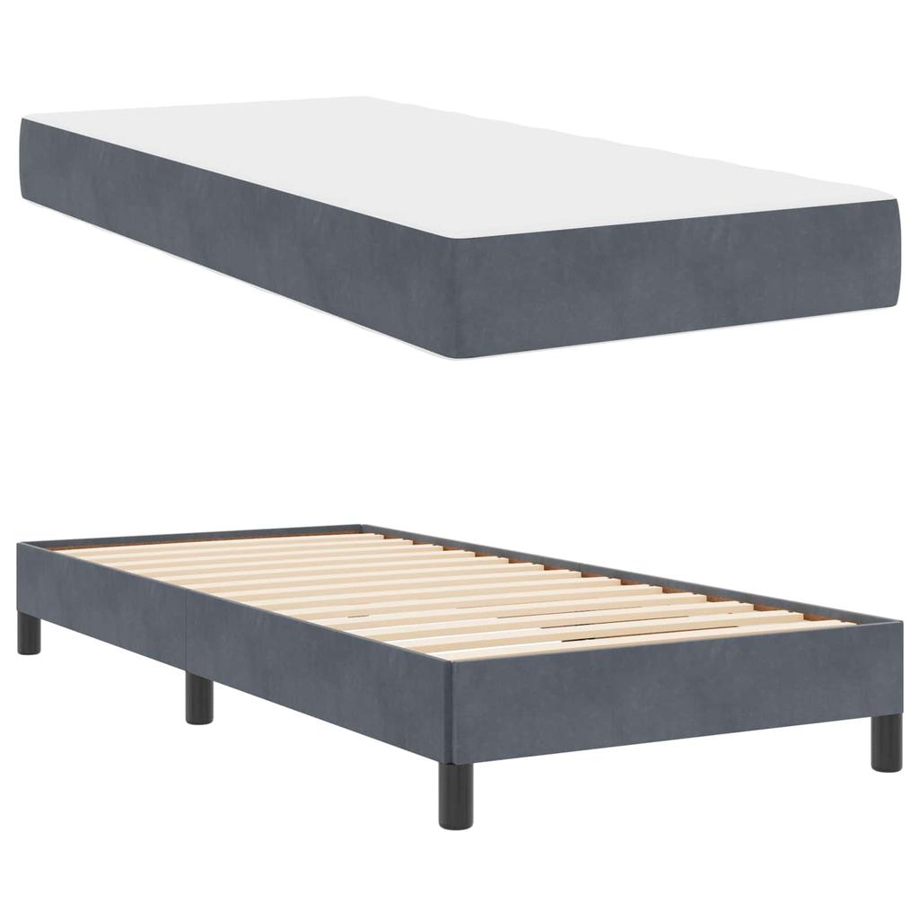 Box Spring Bed with Mattress Dark Gray 80 x 200 cm Fabric
