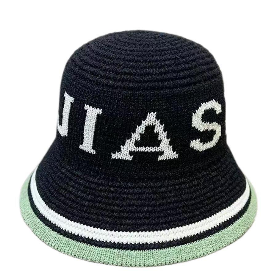 Spring Summer Panama Hat Women Hollow Knitted Hat Bucket Hat Outdoor Sun Visor Beach Hat Letter Jacquard Breathable Travel Cap