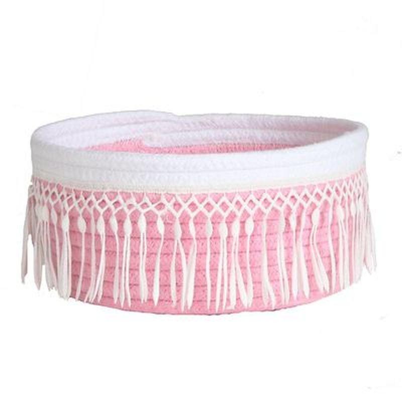 New Tassel Desk Storage Box Cotton Thread Weaving Thicken Storage Basket Cosmetic Case Kids Toys Org