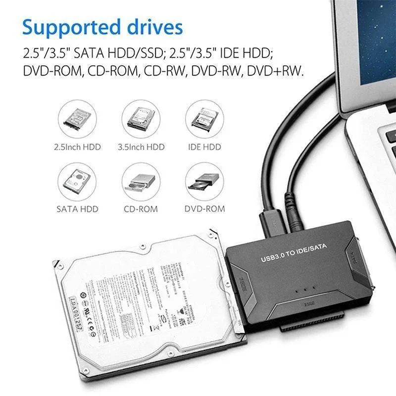 USB 3.0 To SATA IDE Hard Disk Adapter Converter Cable 3 In 1 IDE SATA Adapter for 3.5 2.5 Inch HDD/SSD CD DVD ROM