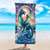 Fantasy Dragon Design Polyester Beach Towel, Quick Dry Woven Machine Washable Contemporary