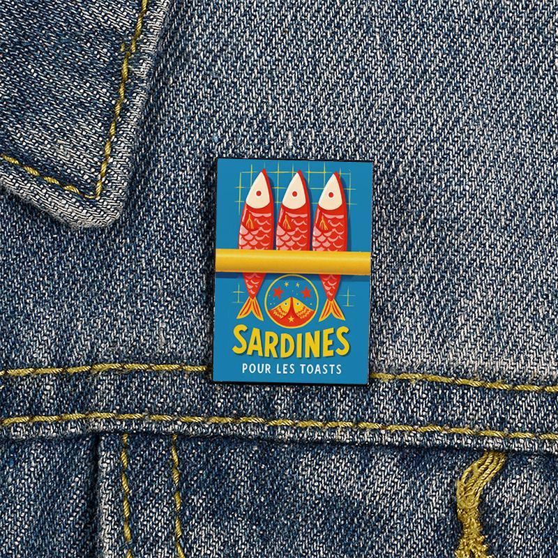 Sardine Can Art Enamel Pin Creative Cartoon Fish Brooch Cute Lapel Badge for Backpack Jacket Hat DIY Accessory
