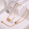 Retro Light Luxury Simple Niche Design Copper Diamond Pendant Titanium Steel Collarbone Chain Necklace Jewelry