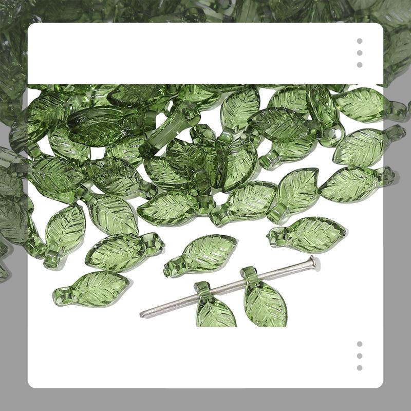 Grüne Blattanhänger für DIY-Schmuck – Transparente Acrylperlen zum Basteln, Von der Natur inspirierte Anhänger für Ohrringe, Armbänder