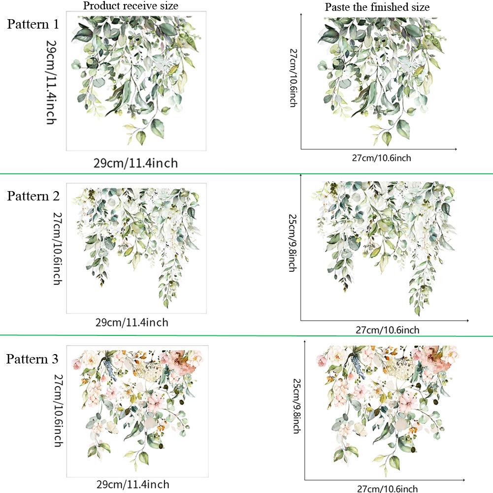Green Plant Leaves Flower Toilet Stickers Bathroom Wall Decor Decals Living Room Home Decoration Beautify Self-Adhesive Poster
