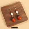 Niche design beeswax earrings retro long literary temperament women's antique cheongsam simple Tibetan earrings