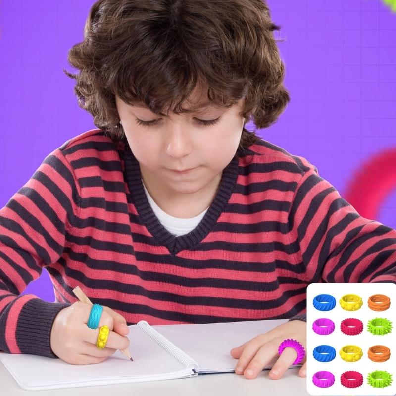 Colorful Textured Rings Shape Gadget Toy for Calming, Stress, Anxiety Christmas Gift Textured Toy Sensory Toy