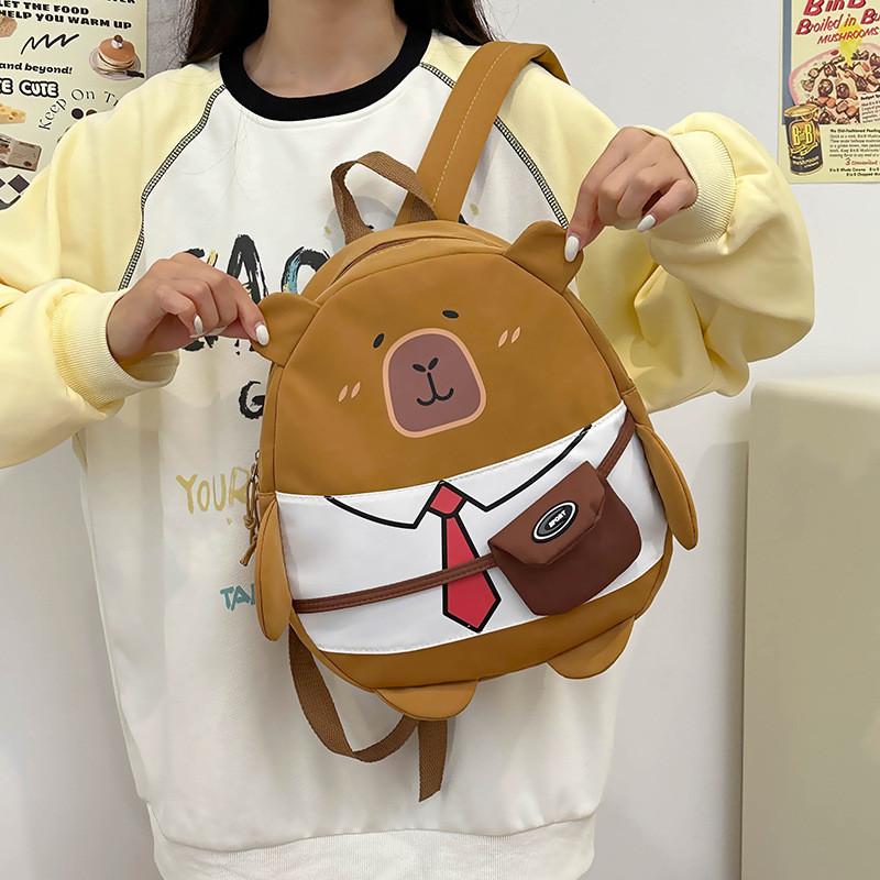 Adorable Large Capacity Cartoon Capybara Backpack For Kids Perfect For School And Play