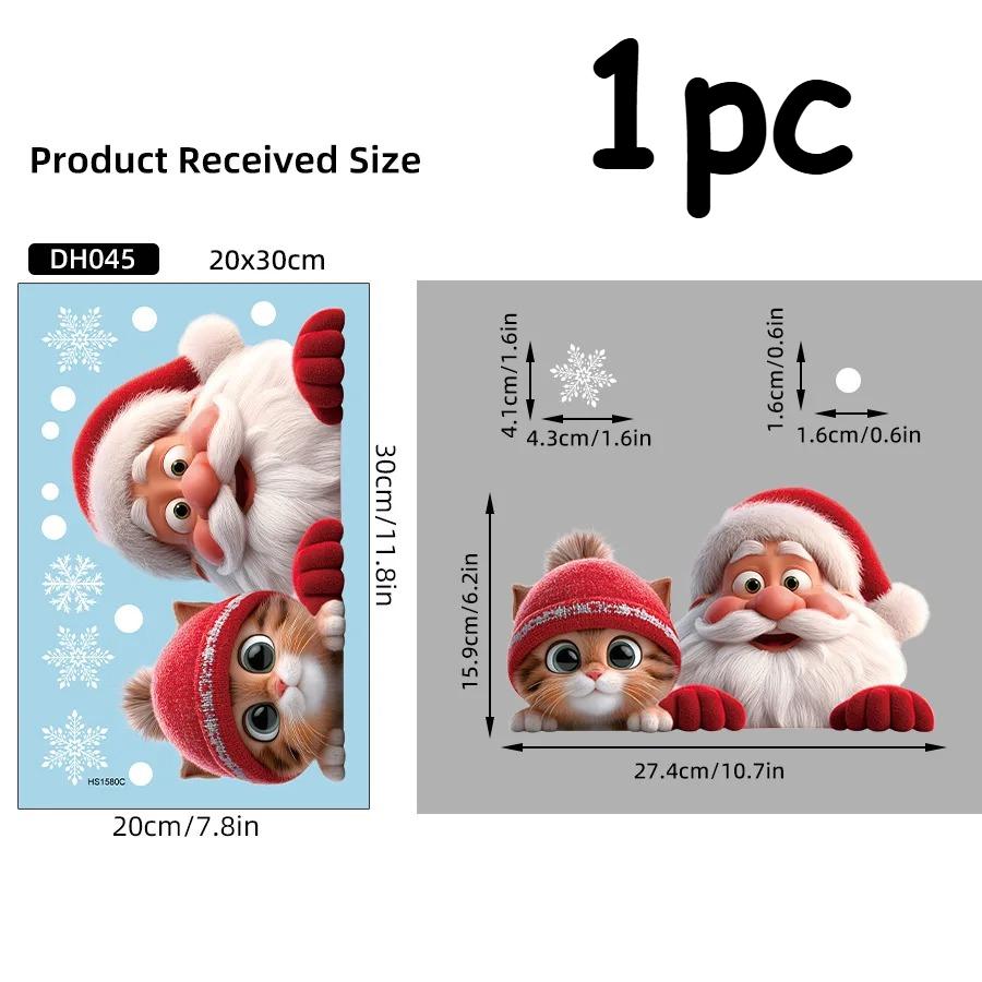 

2 шт./1 шт. Стеклянная наклейка Деда Мороза, съемная, статическая, декорация для гостиной, прихожей, коридора, оконные наклейки, декорация