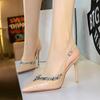 Fashion Sexy Rhinestone High Heels Luxury Women Pumps Stiletto Heels 10 Cm Buckle Women's High-heeled Sandals Summer Shoes Women Heels