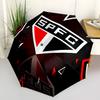 São Paulo FC logo Print Automatic Umbrella, 8 Rib Iron Frame, Plastic Handle, Suitable for Outdoor Travel &Daily , Ideal Gift