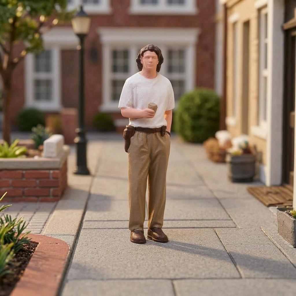 Resin Miniature Figure Realistic Standing Man with Coffee Cup Lifelike