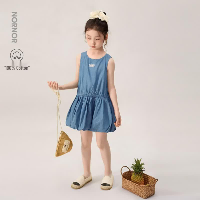 LUSON Girls  Sleeveless Denim Bubble Dress 160